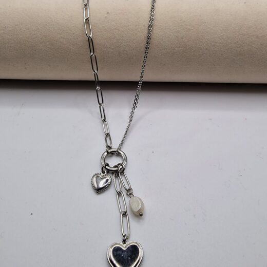 Collana acciai con pendenti cuore